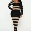 Fashion Nova Kallan Striped Knit Dress - Black/combo