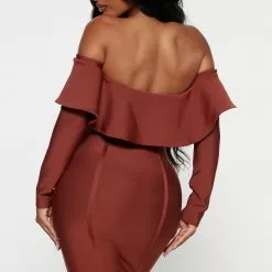 Fashion Nova Bandage Midi Dress - Rust -Fashion Nova Dresses Shop 08 19 22Studio4 RT DJ 14 52 29 36 D2493 Rust 26453 PB