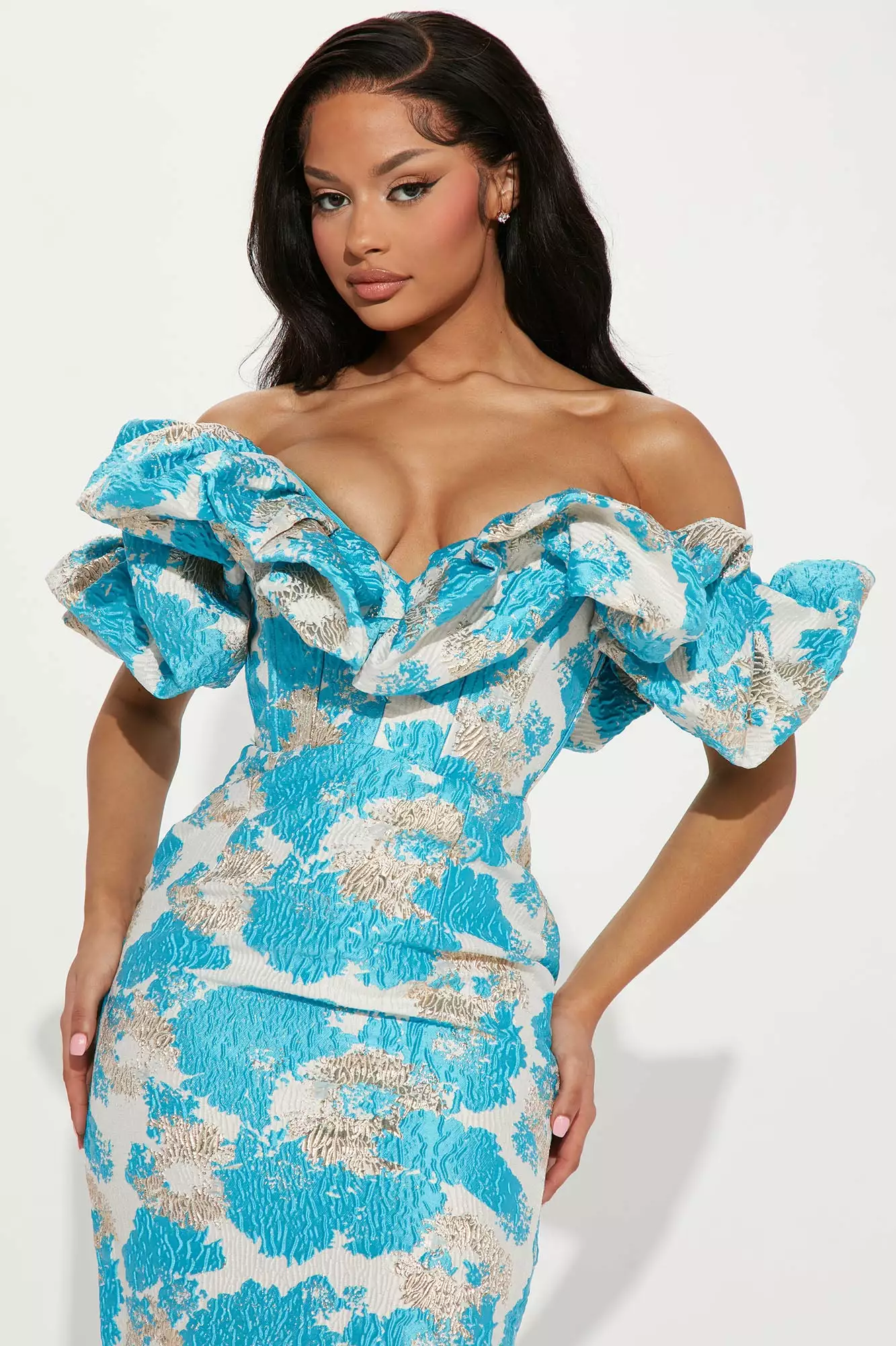 Fashion Nova Royal Sky Maxi Dress - Blue/combo 4 Fashion Nova Royal Sky Maxi Dress - Blue/combo - Image 2
