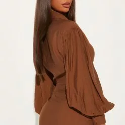 Fashion Nova Maribella Shirt Dress - Brown -Fashion Nova Dresses Shop 08 22 22Studio2 RT RL 13 45 40 38 HF22F958 Brown 5616 PB