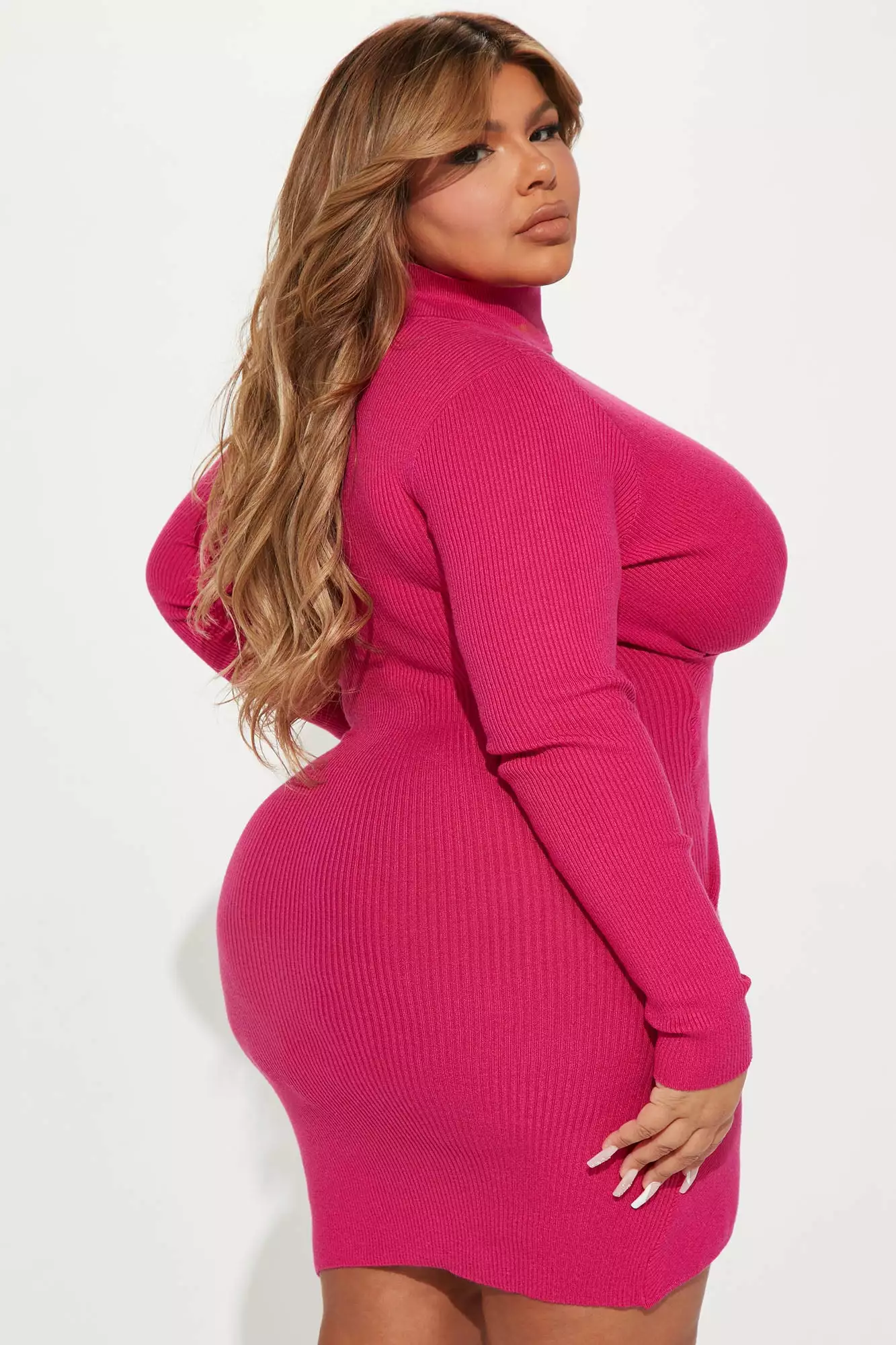 Fashion Nova Lower East Side Sweater Mini Dress - Fuchsia 5 Fashion Nova Lower East Side Sweater Mini Dress - Fuchsia - Image 3