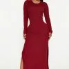 Fashion Nova Deena Ribbed Maxi Dress - Burgundy -Fashion Nova Dresses Shop 08 23 22Studio3 RM AC 14 01 15 5 RD46937LA Burgundy 1902 JB