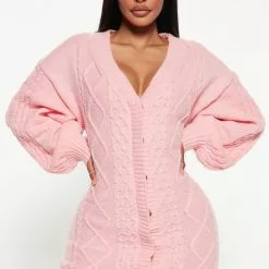 Fashion Nova Julie Sweater Mini Dress - Pink
