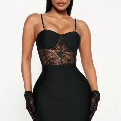 Fashion Nova Vixen Baddie Glove Mini Dress Set - Black