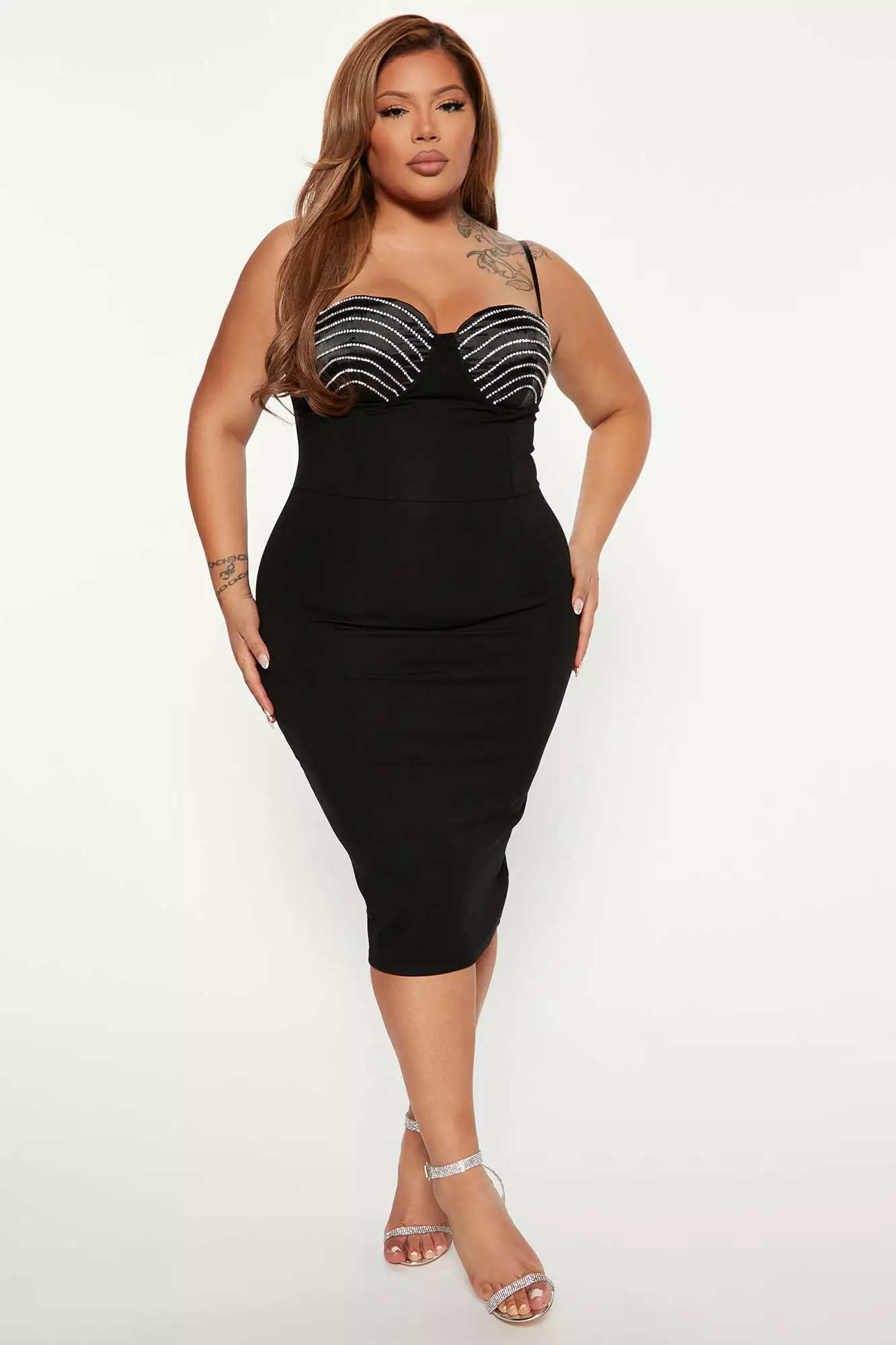 Fashion Nova Haute Embellished Midi Dress - Black 7 Fashion Nova Haute Embellished Midi Dress - Black - Image 5