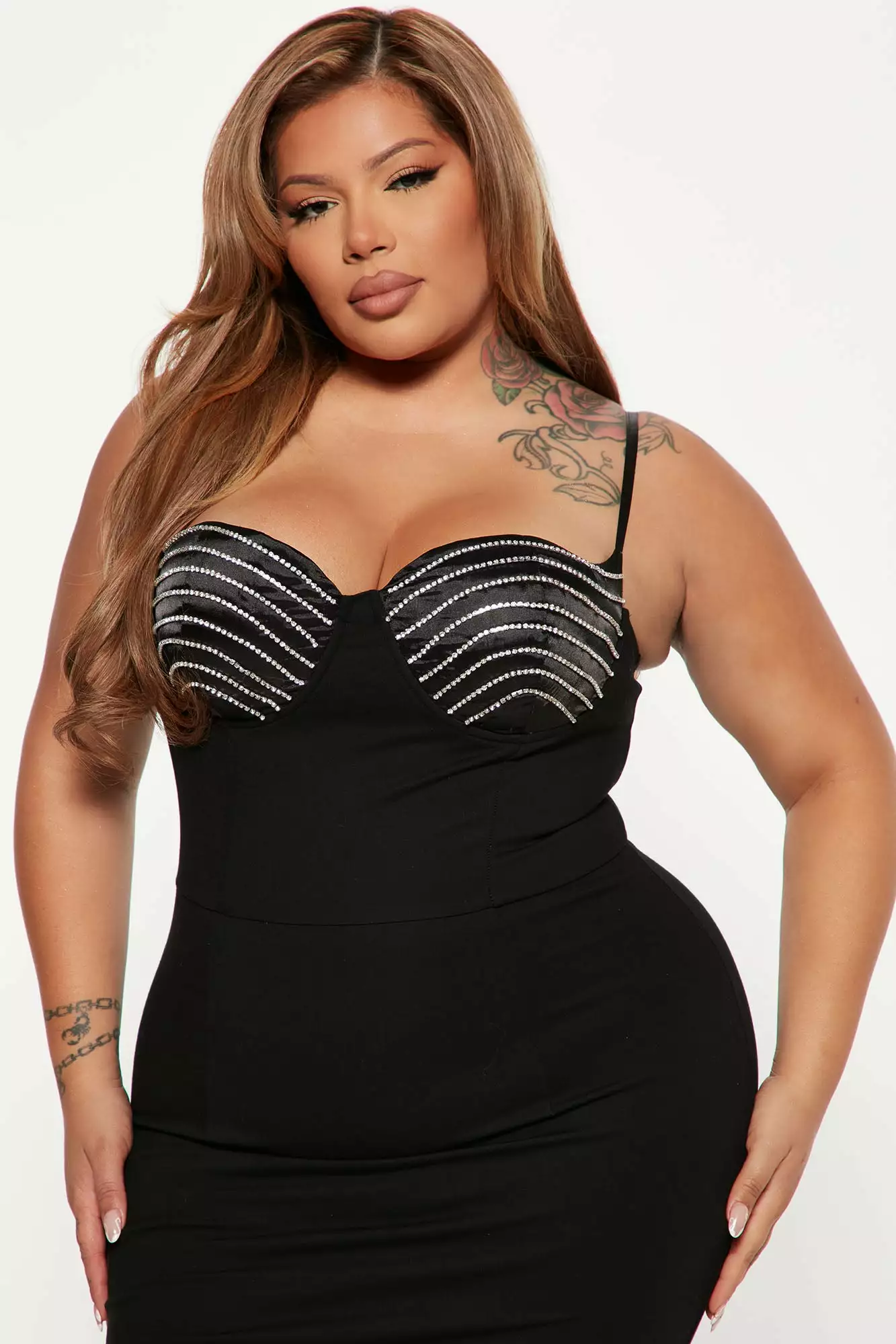 Fashion Nova Haute Embellished Midi Dress - Black 8 Fashion Nova Haute Embellished Midi Dress - Black - Image 6