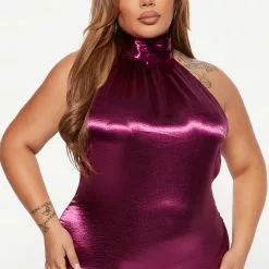 Fashion Nova Special Night Out Satin Maxi Dress - Magenta -Fashion Nova Dresses Shop 08 23 22Studio4 DM DJ 09 20 42 3 32430SK Magenta 4713 PLUS JB