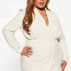 Fashion Nova Office Favorite Blazer Dress - Cream -Fashion Nova Dresses Shop 08 23 22Studio4 DM DJ 09 40 04 10 GW22C1185 Cream 4787 PLUS JB