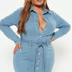 Fashion Nova Alyana Denim Maxi Dress - Medium Wash -Fashion Nova Dresses Shop 08 23 22Studio4 DM DJ 10 48 45 28 CAD1001 MediumWash 4984 PLUS PB