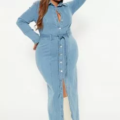 Fashion Nova Alyana Denim Maxi Dress - Medium Wash -Fashion Nova Dresses Shop 08 23 22Studio4 DM DJ 10 49 01 28 CAD1001 MediumWash 4987 PLUS PB