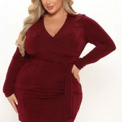 Fashion Nova Bryn Slinky Mini Dress - Burgundy -Fashion Nova Dresses Shop 08 24 21Studio1 MS KP 09 21 31 1 JD10783 Burgundy 4815 PLUS DC