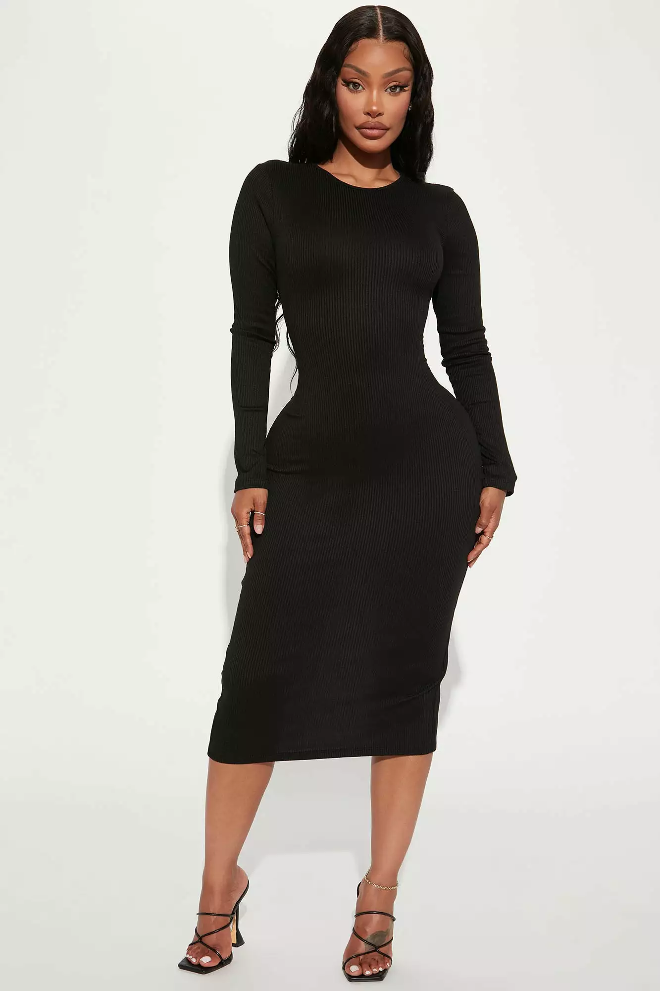 Fashion Nova Monika Ribbed Midi Dress - Black 3 Fashion Nova Monika Ribbed Midi Dress - Black