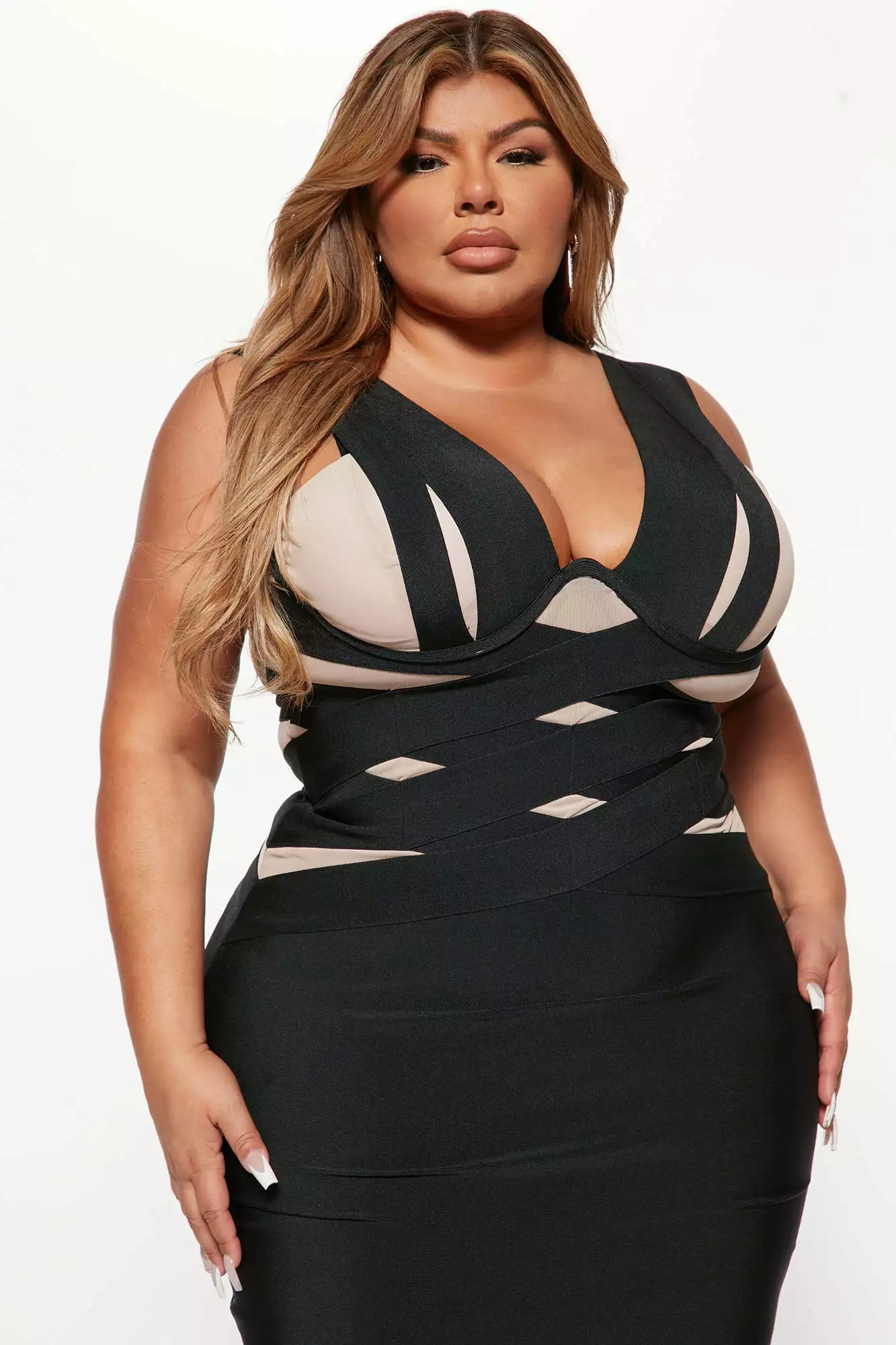 Fashion Nova Feeling Foxy Bandage Midi Dress - Black - Image 6