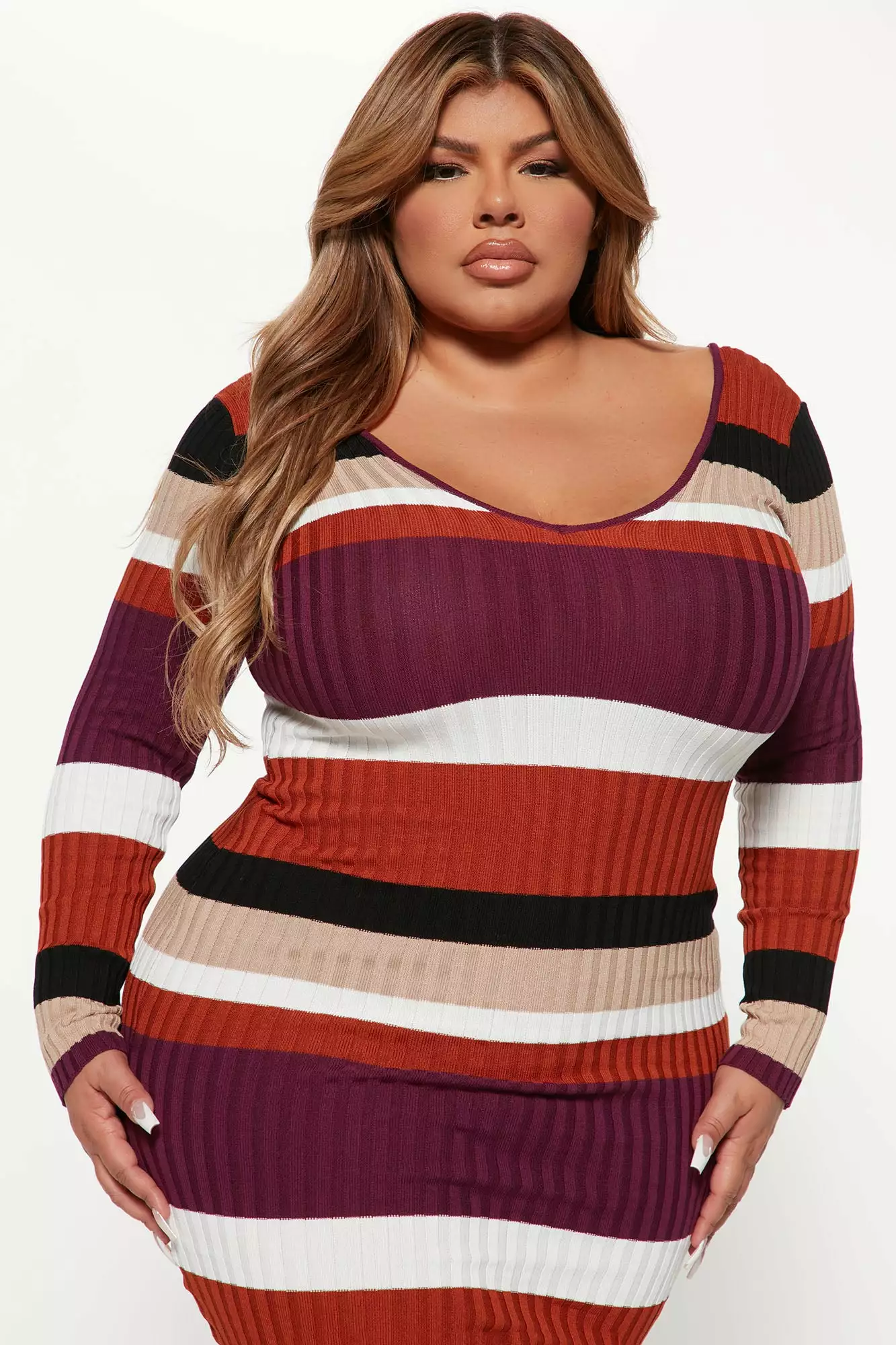 Fashion Nova Kallan Striped Knit Dress - Purple/combo 7 Fashion Nova Kallan Striped Knit Dress - Purple/combo - Image 5
