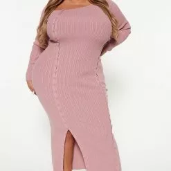 Fashion Nova Kassidy Sweater Maxi Dress - Mauve -Fashion Nova Dresses Shop 08 24 22Studio3 KS DJ 15 54 51 64 SK0408 Mauve 0155 PLUS PB