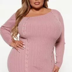 Fashion Nova Kassidy Sweater Maxi Dress - Mauve -Fashion Nova Dresses Shop 08 24 22Studio3 KS DJ 15 54 59 64 SK0408 Mauve 0159 PLUS PB