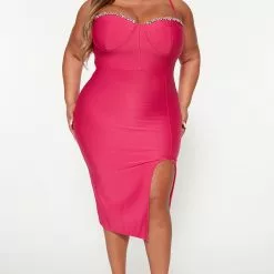 Fashion Nova Cocktail Please Bandage Midi Dress - Fuchsia -Fashion Nova Dresses Shop 08 24 22Studio3 KS DJ 16 05 05 68 SD388222FN Fuchsia 0192 PLUS PB