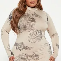 Fashion Nova Make No Mistake Midi Dress - Nude/combo -Fashion Nova Dresses Shop 08 24 22Studio4 ME KP 10 13 07 10 D16525PD Nudecombo 5609 PLUS JB