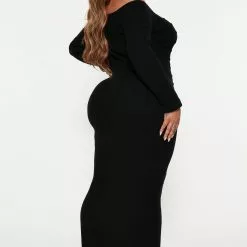 Fashion Nova Kassidy Sweater Maxi Dress - Black -Fashion Nova Dresses Shop 08 24 22Studio4 ME KP 10 16 31 11 SK0408 Black 5622 PLUS JB