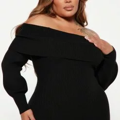 Fashion Nova Stormy Sweater Maxi Dress - Black -Fashion Nova Dresses Shop 08 24 22Studio4 ME KP 10 18 23 12 MD6495A Black 5626 PLUS JB