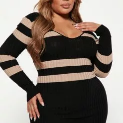 Fashion Nova Kallan Striped Knit Dress - Black/combo 12 Fashion Nova Kallan Striped Knit Dress - Black/combo -Fashion Nova Dresses Shop 08 24 22Studio4 ME KP 11 43 46 35 ZD21449S1 Blackcombo 5842 PLUS EH