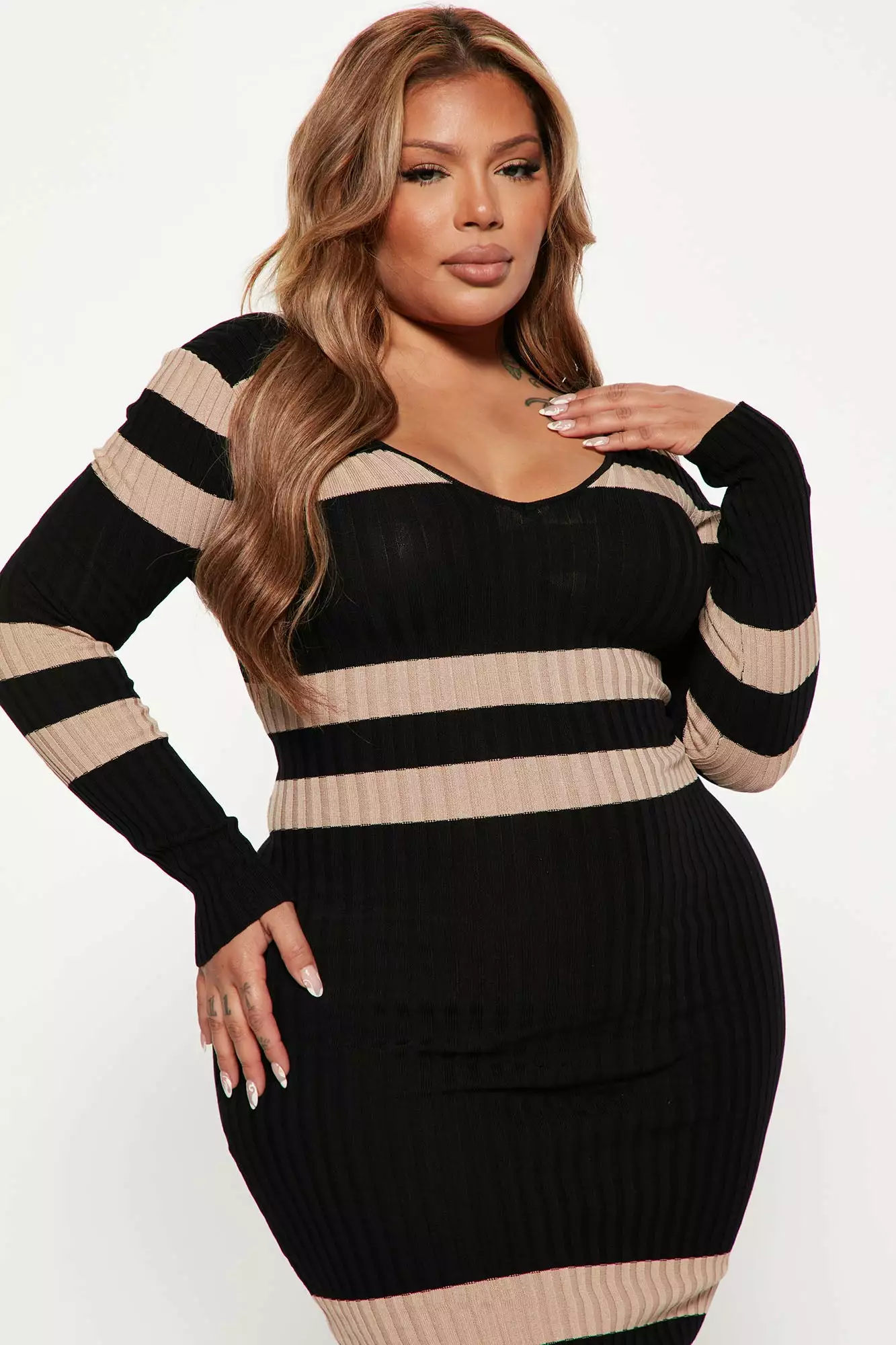 Fashion Nova Kallan Striped Knit Dress - Black/combo 7 Fashion Nova Kallan Striped Knit Dress - Black/combo - Image 5