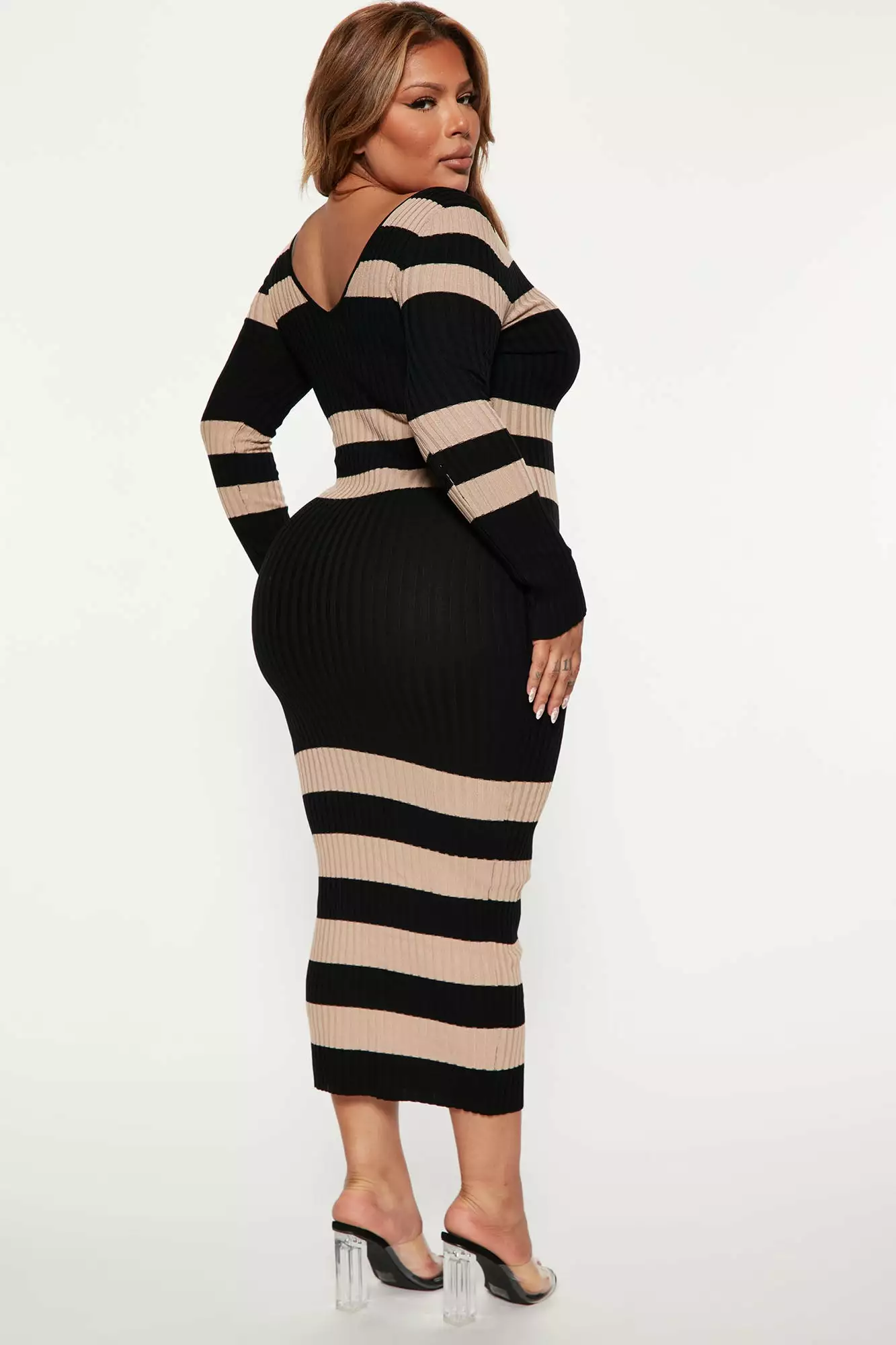 Fashion Nova Kallan Striped Knit Dress - Black/combo 8 Fashion Nova Kallan Striped Knit Dress - Black/combo - Image 6