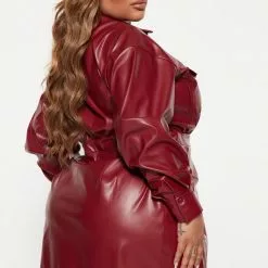 Fashion Nova Street Savvy Faux Leather Mini Dress - Burgundy -Fashion Nova Dresses Shop 08 24 22Studio4 ME KP 14 55 10 59 32425SK Burgundy 6072 PLUS WG