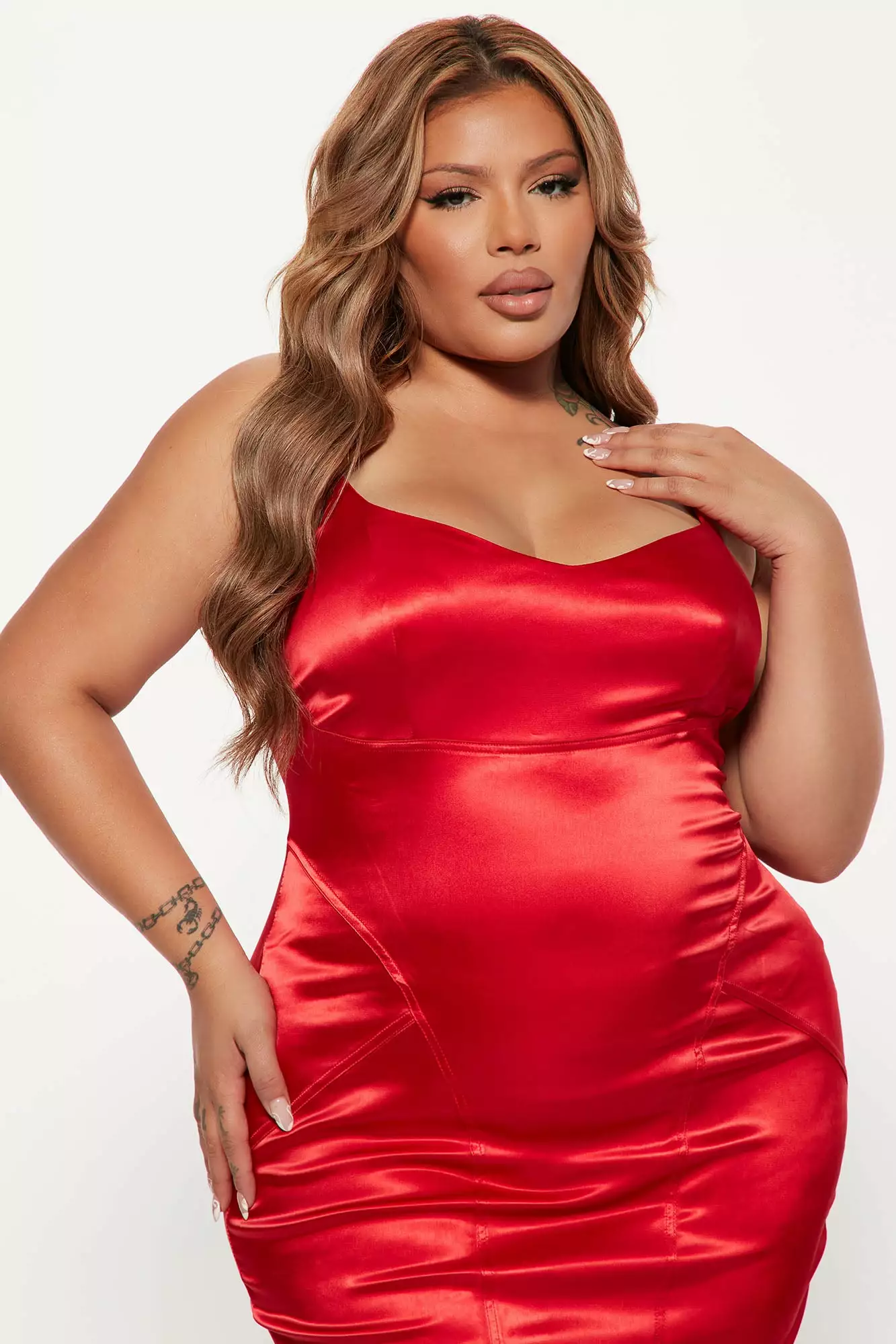 Fashion Nova Glass Of Wine Satin Midi Dress - Red 7 Fashion Nova Glass Of Wine Satin Midi Dress - Red - Image 5