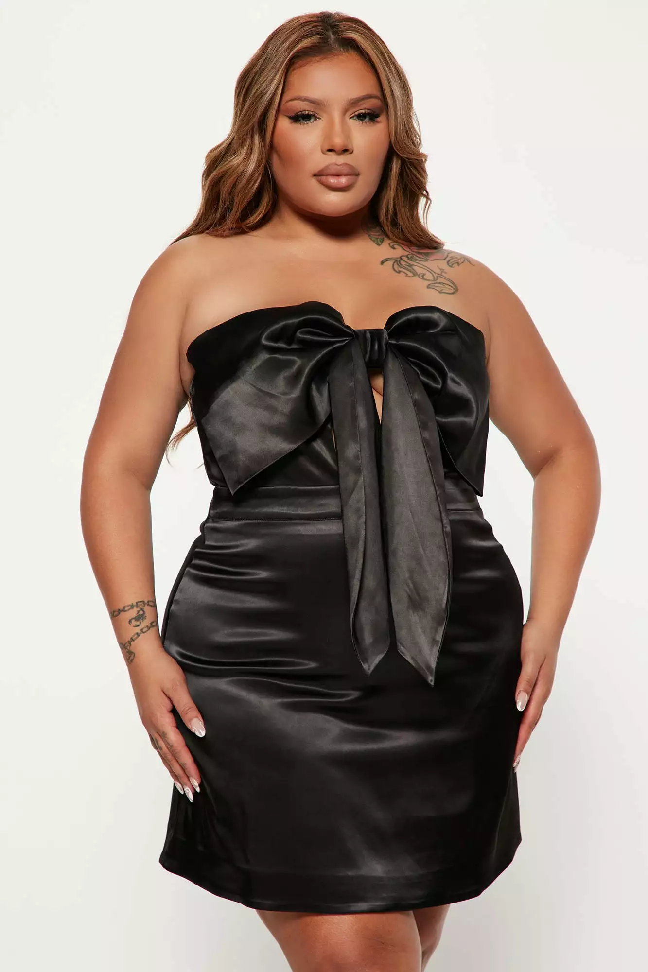 Fashion Nova Take A Bow Satin Mini Dress - Black 6 Fashion Nova Take A Bow Satin Mini Dress - Black - Image 4