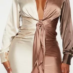 Fashion Nova Beauty In A Bottle Satin Midi Dress - Mocha/combo -Fashion Nova Dresses Shop 08 24 22Studio5 RM IM 12 05 56 8 D937FN MochaCombo 3909 JB