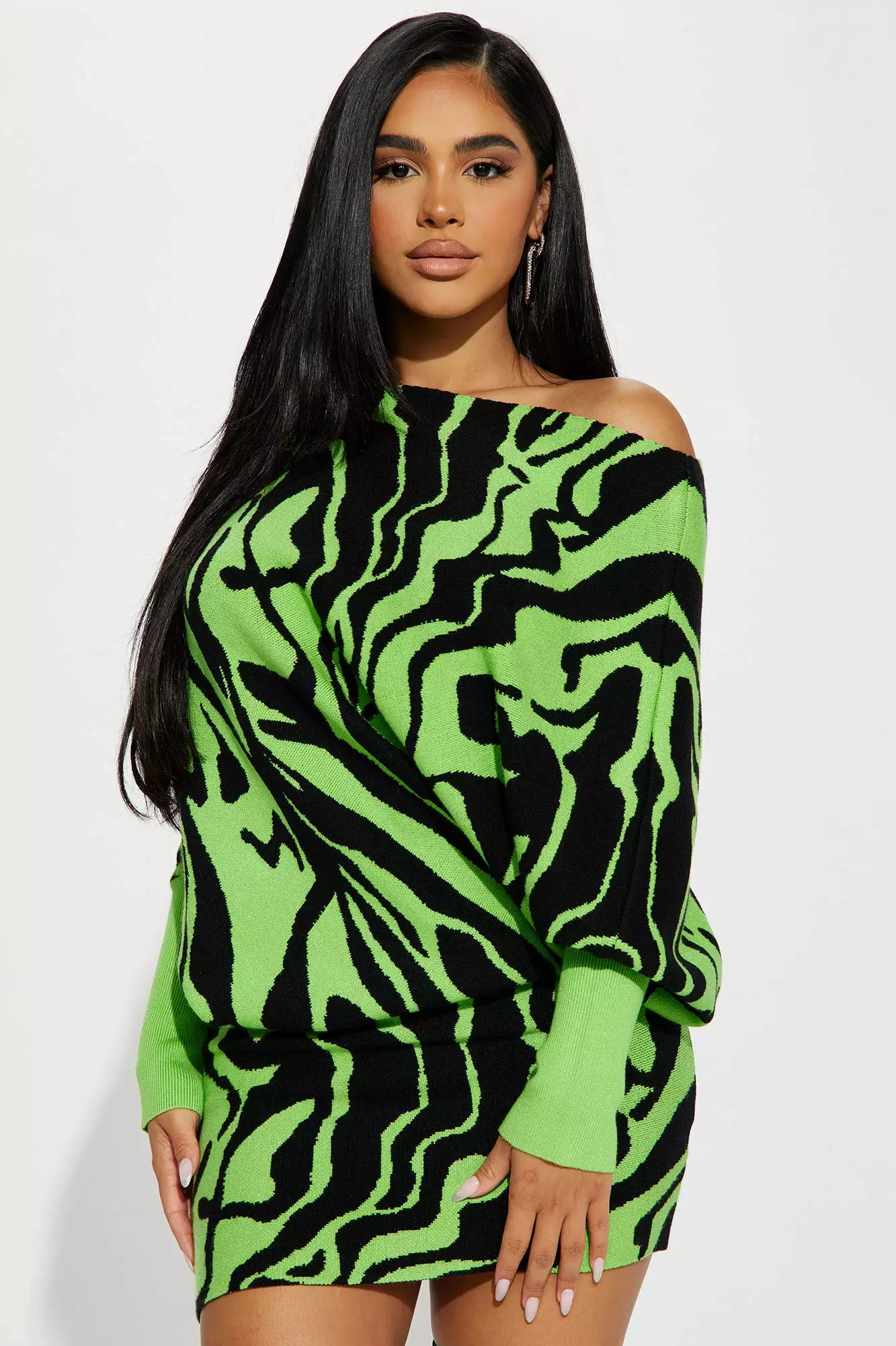 Fashion Nova Kasey Sweater Mini Dress - Black/combo 3 Fashion Nova Kasey Sweater Mini Dress - Black/combo