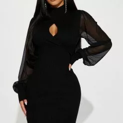 Fashion Nova Zayna Sweater Mini Dress - Black