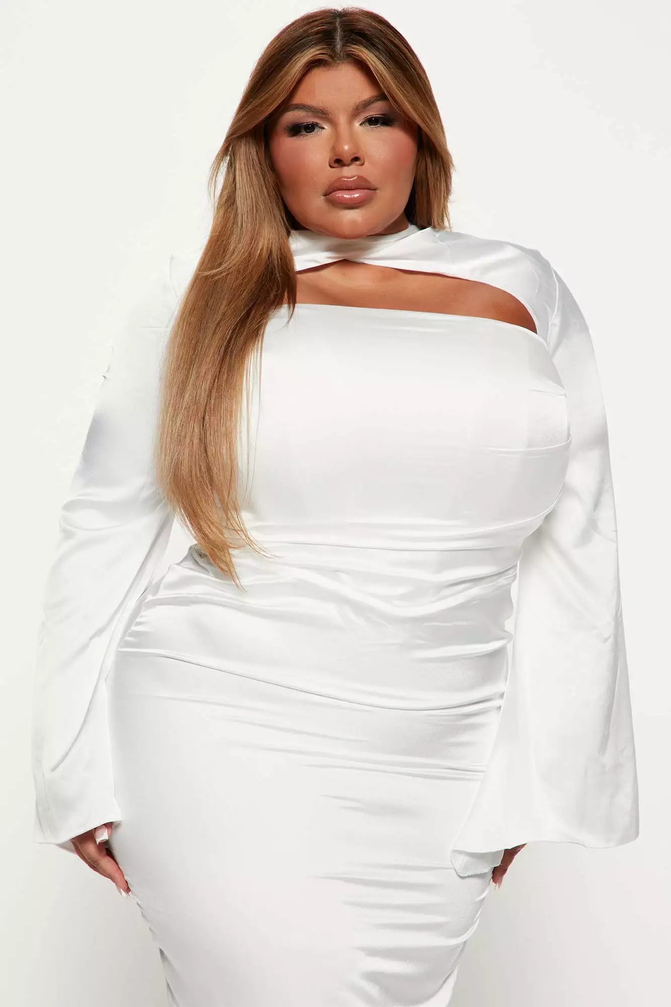 Fashion Nova Sweet Sultry Satin Midi Dress - White 7 Fashion Nova Sweet Sultry Satin Midi Dress - White - Image 5