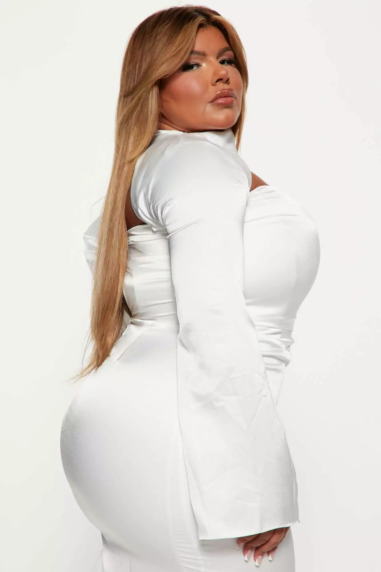 Fashion Nova Sweet Sultry Satin Midi Dress - White 8 Fashion Nova Sweet Sultry Satin Midi Dress - White - Image 6