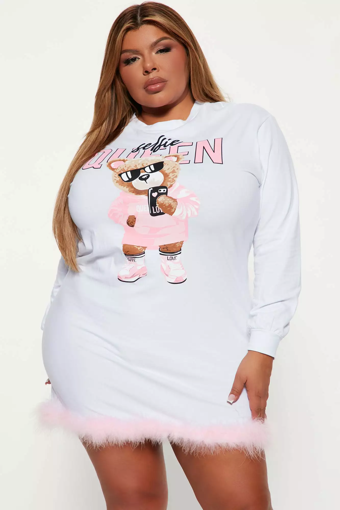 Fashion Nova Selfie Queen T-Shirt Dress - White/combo 7 Fashion Nova Selfie Queen T-Shirt Dress - White/combo - Image 5
