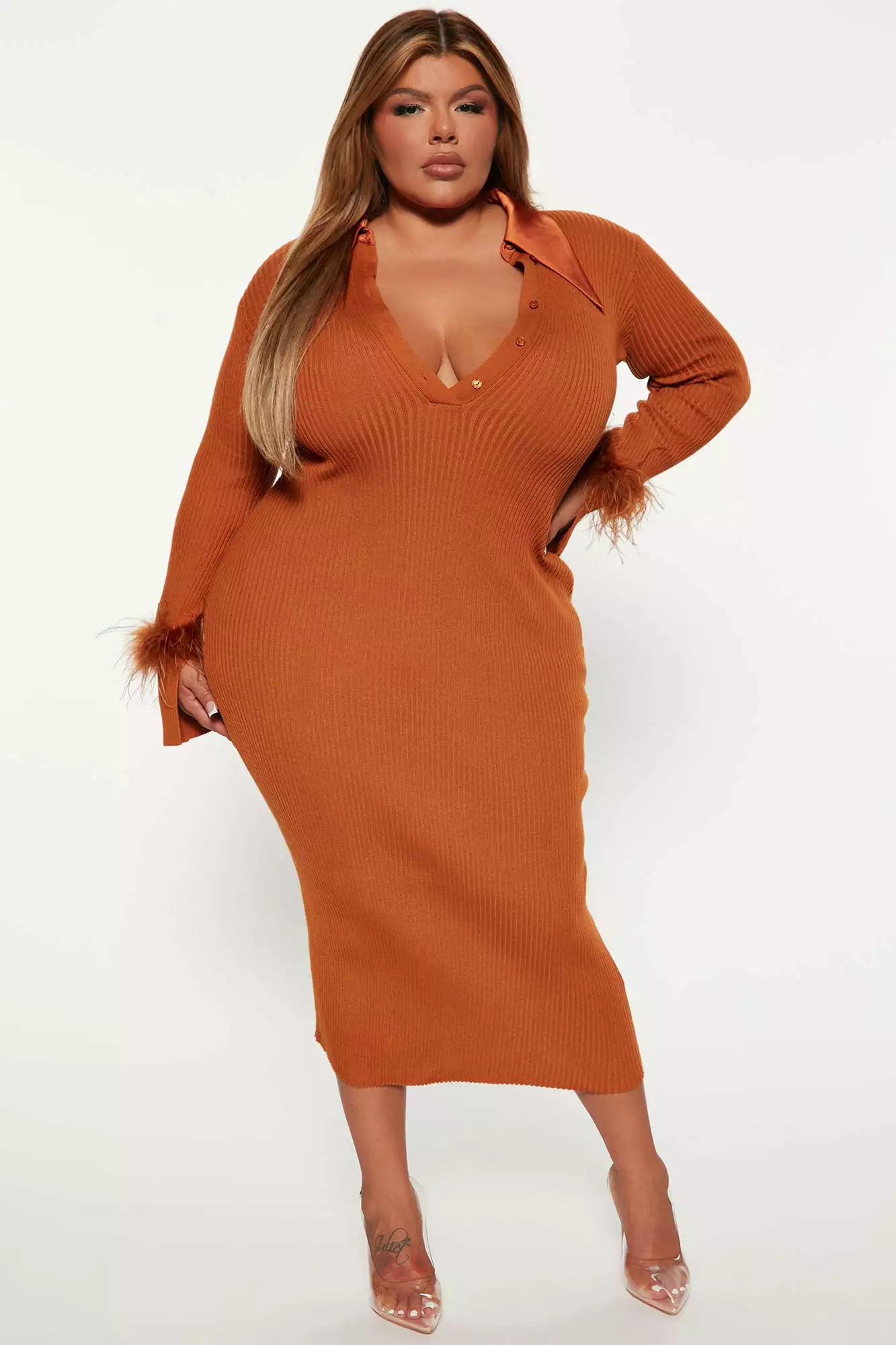 Fashion Nova Raelynn Sweater Midi Dress - Rust 6 Fashion Nova Raelynn Sweater Midi Dress - Rust - Image 4