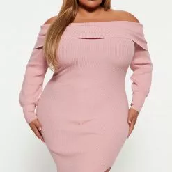 Fashion Nova Stormy Sweater Maxi Dress - Pink -Fashion Nova Dresses Shop 08 25 22Studio4 DD KP 15 58 46 69 MD6495A Pink 6831 PLUS ES