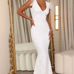 Fashion Nova The Most Elegant Sequin Maxi Dress - White
