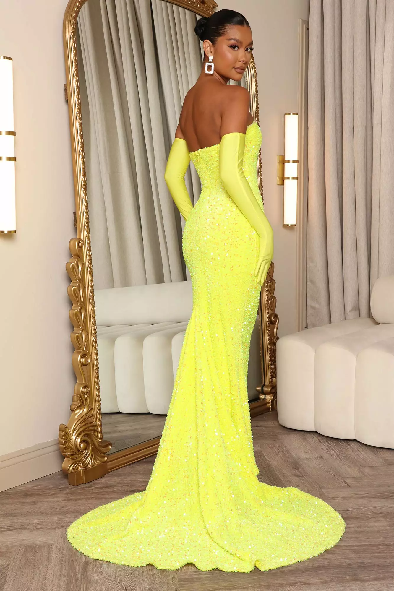 Fashion Nova Lola Sequin Maxi Dress - Yellow 5 Fashion Nova Lola Sequin Maxi Dress - Yellow - Image 3