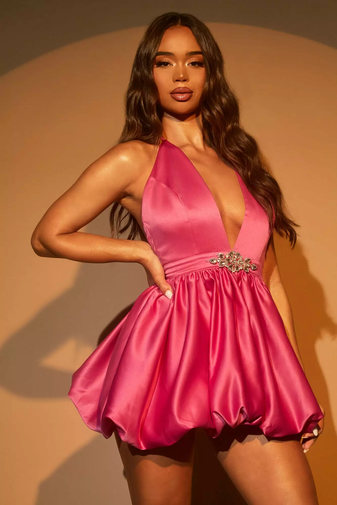Fashion Nova Reanne Satin Mini Dress - Hot Pink 4 Fashion Nova Reanne Satin Mini Dress - Hot Pink - Image 2