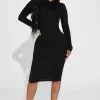Fashion Nova Mallorie Ribbed Midi Dress - Black