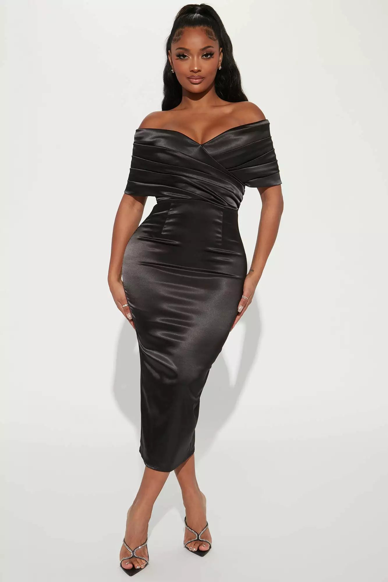 Fashion Nova She's Elegant Satin Midi Dress - Black 3 Fashion Nova She's Elegant Satin Midi Dress - Black