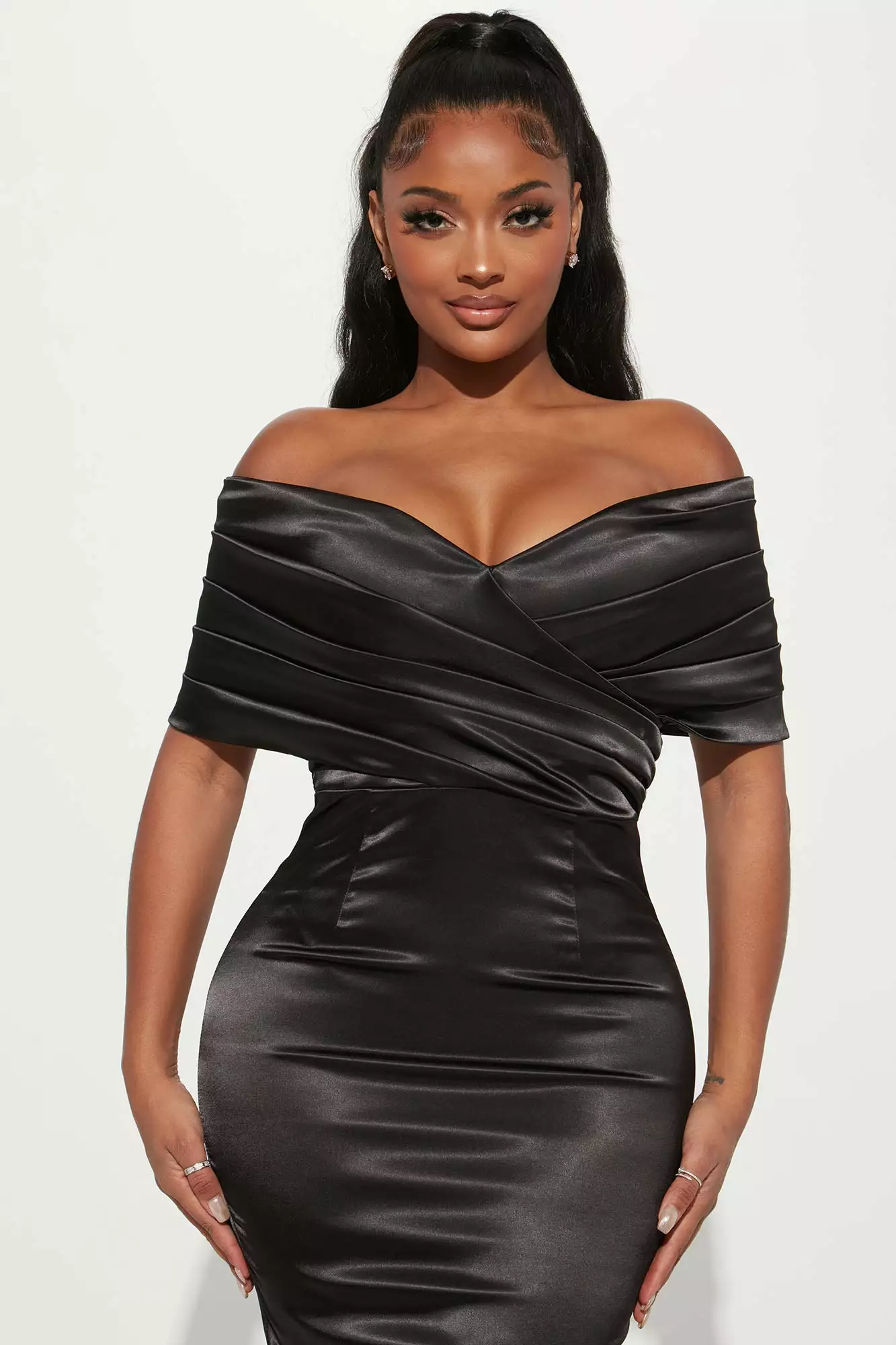 Fashion Nova She's Elegant Satin Midi Dress - Black 4 Fashion Nova She's Elegant Satin Midi Dress - Black - Image 2