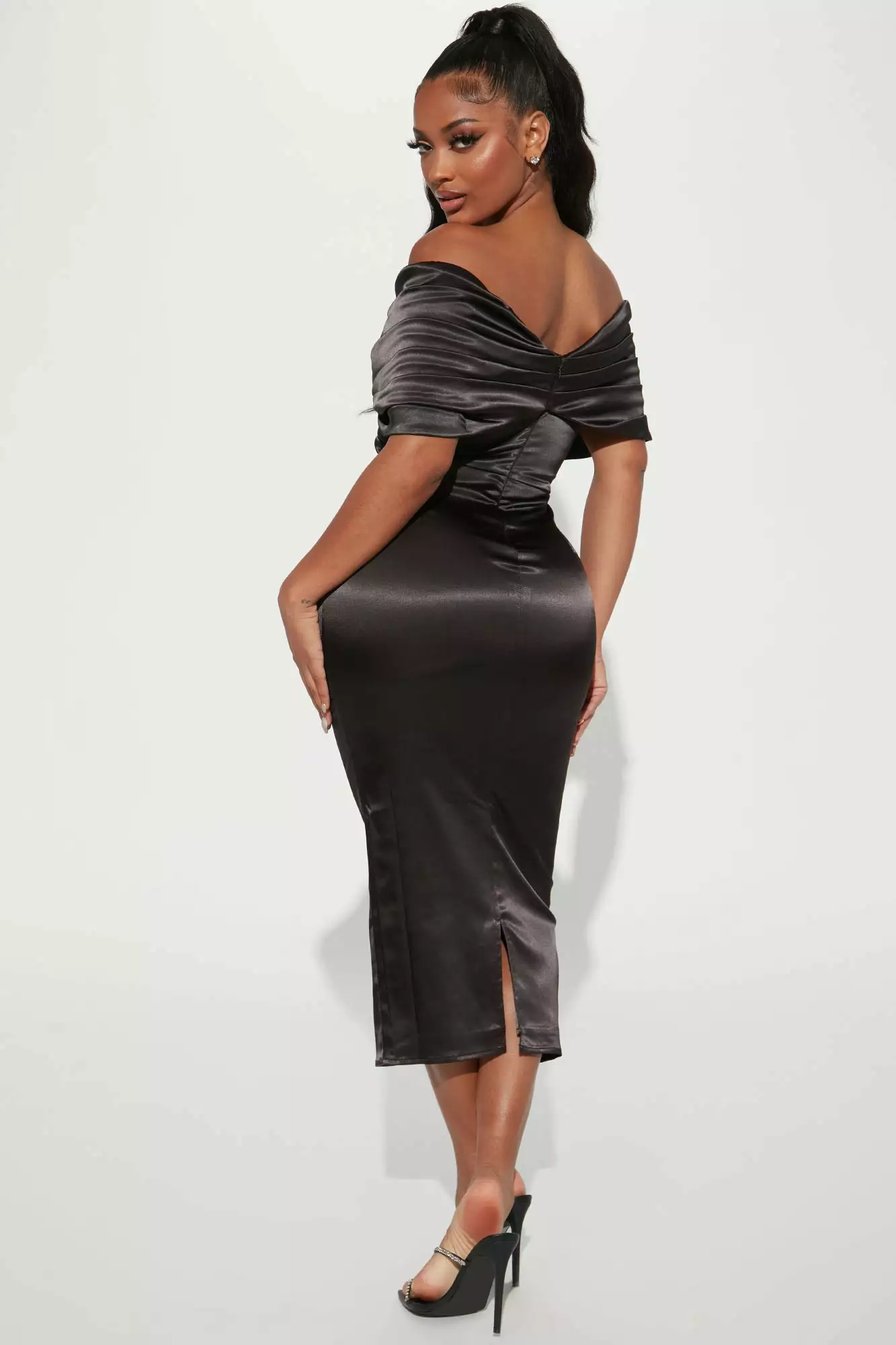 Fashion Nova She's Elegant Satin Midi Dress - Black 6 Fashion Nova She's Elegant Satin Midi Dress - Black - Image 4