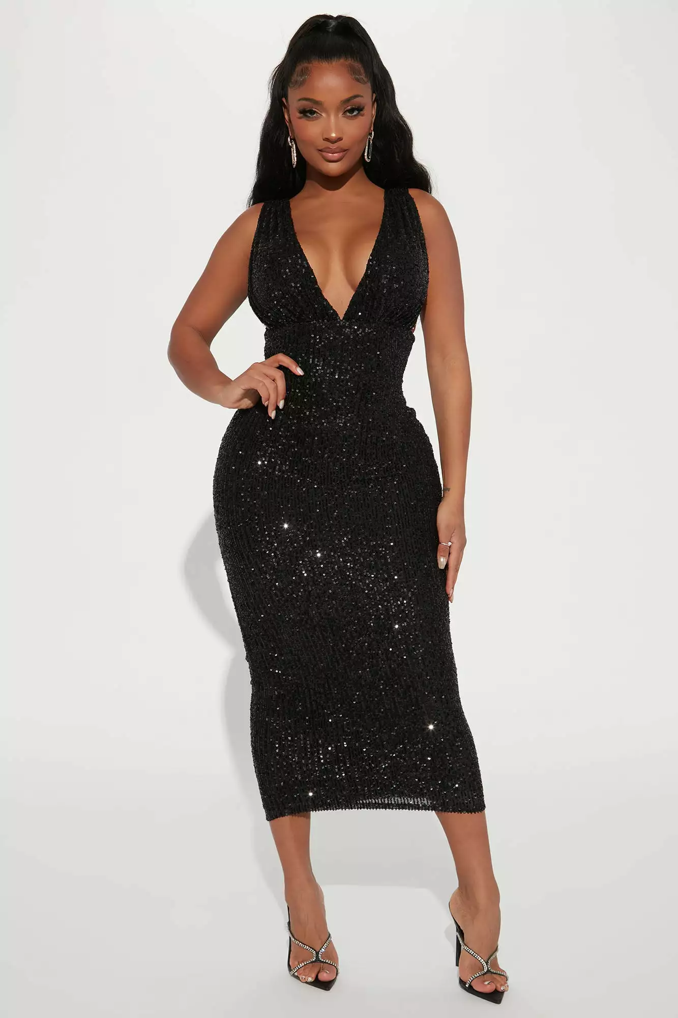 Fashion Nova Every Woman Sequin Midi Dress - Black 3 Fashion Nova Every Woman Sequin Midi Dress - Black