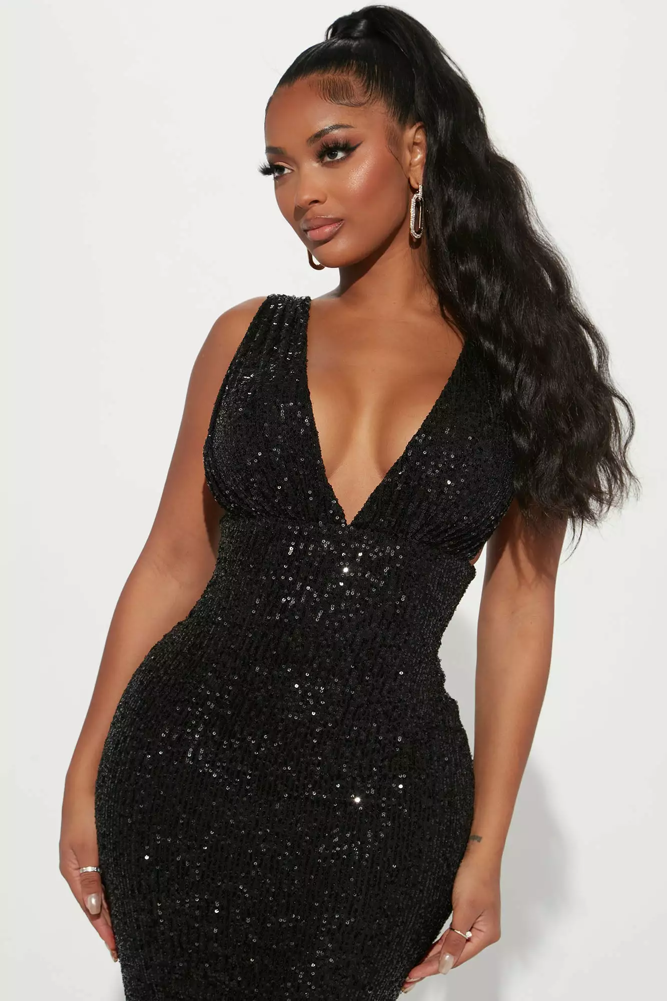 Fashion Nova Every Woman Sequin Midi Dress - Black 4 Fashion Nova Every Woman Sequin Midi Dress - Black - Image 2