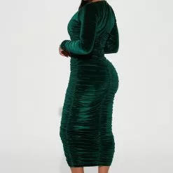 Fashion Nova Marlene Velvet Midi Dress - Hunter -Fashion Nova Dresses Shop 08 26 22Studio2 RT AC 14 52 31 43 YUN530 Hunter 0748 JB