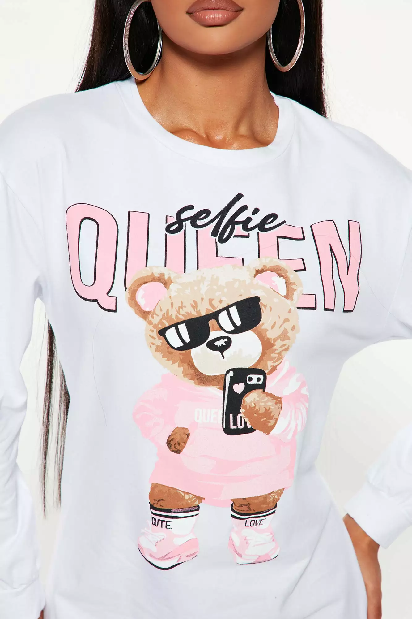 Fashion Nova Selfie Queen T-Shirt Dress - White/combo 5 Fashion Nova Selfie Queen T-Shirt Dress - White/combo - Image 3