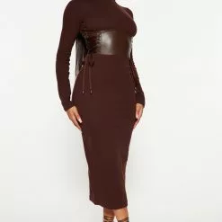 Fashion Nova Like Good Times Midi Dress - Chocolate -Fashion Nova Dresses Shop 08 26 22Studio3 MS CM 12 04 26 9 CD2823 Chocolate 0417 EH